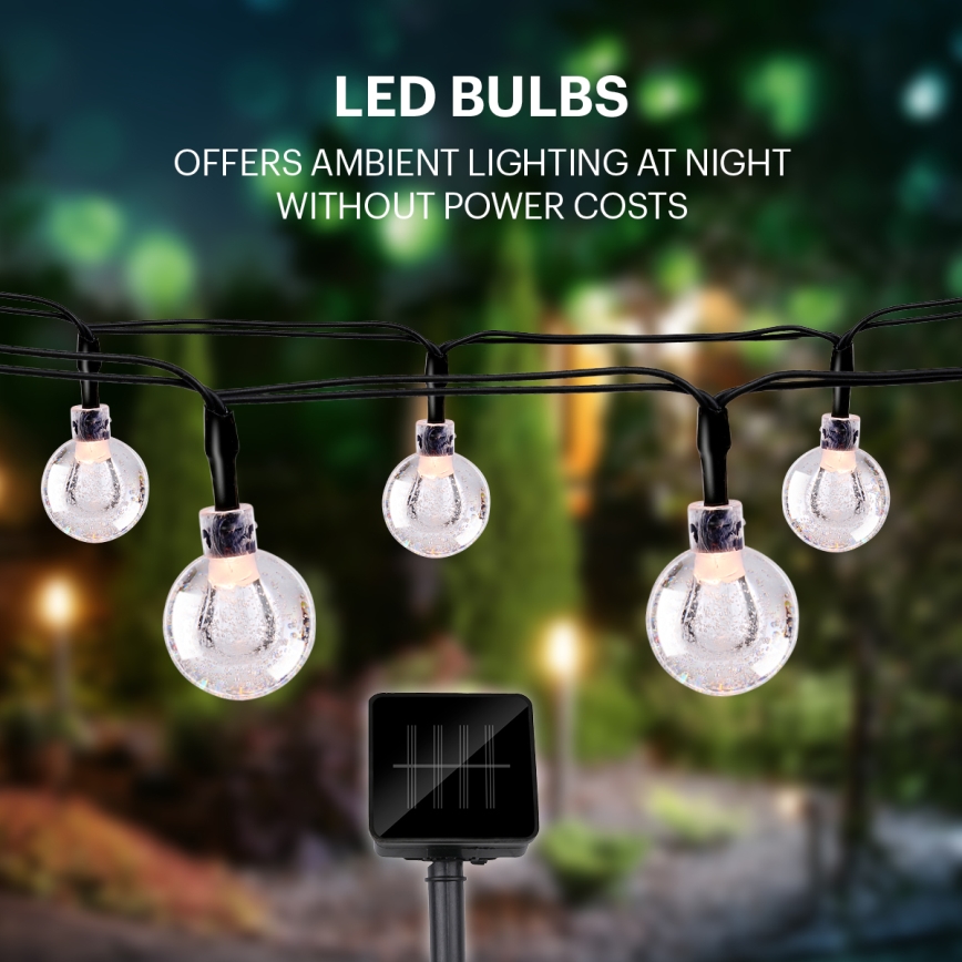 Grundig - LED Solar ketting 50xLED/8 Functies 6,9m warm wit