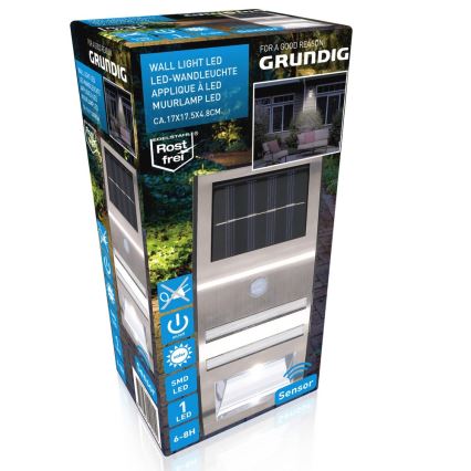Grundig - LED Solar wandlamp met sensor LED/1xAA 600mAh IP64