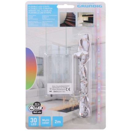 Grundig - LED Strip 2m LED/3xAA Meerdere kleuren