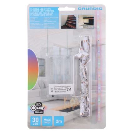 Grundig - LED Strip 2m LED/3xAA meerdere kleuren