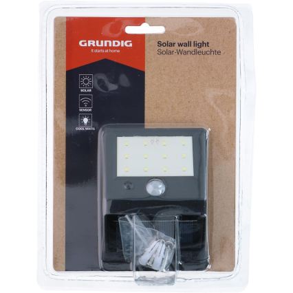 Grundig - LED-wandlamp op zonne-energie met bewegingssensor, LED/1,2V 600 mAh IP44