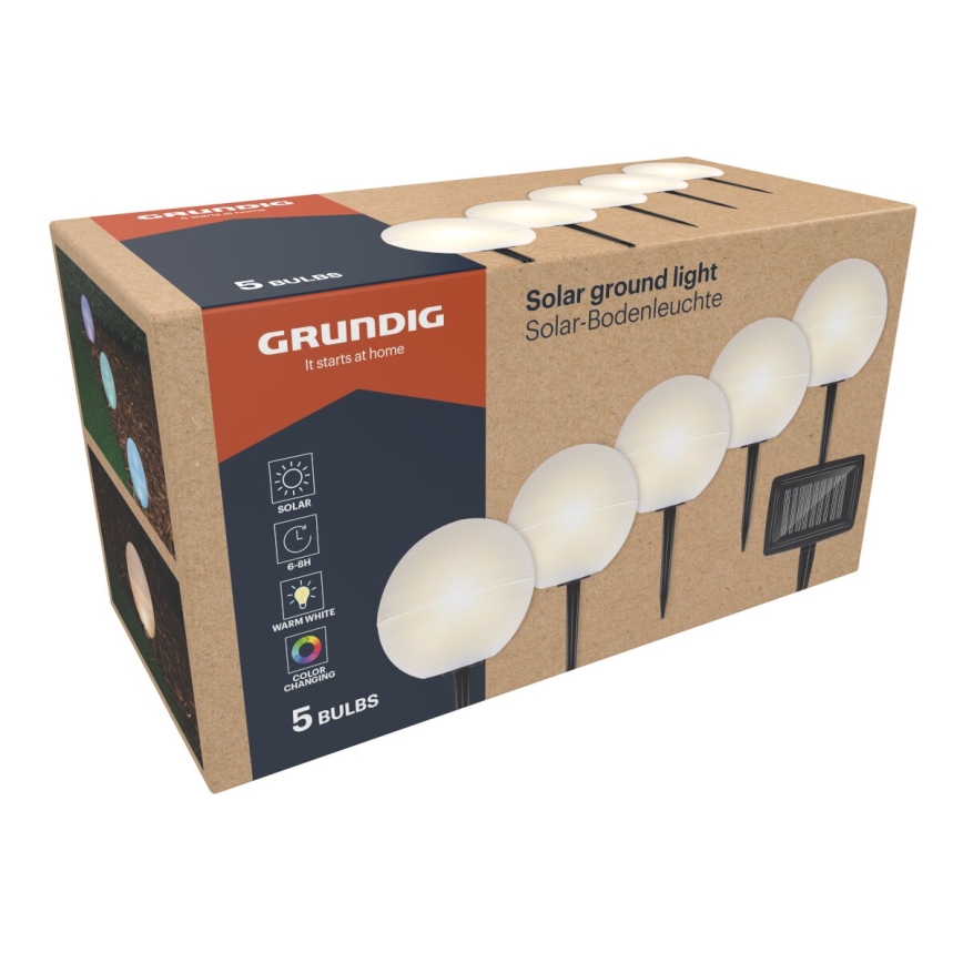 Grundig - SET 5x LED RGBW  Solar lamp LED/3,2V IP44