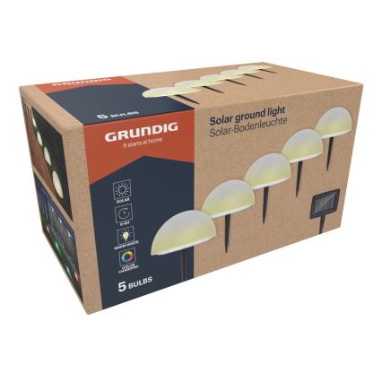 Grundig - SET 5x LED RGBW Solar lamp LED/3,2V IP44