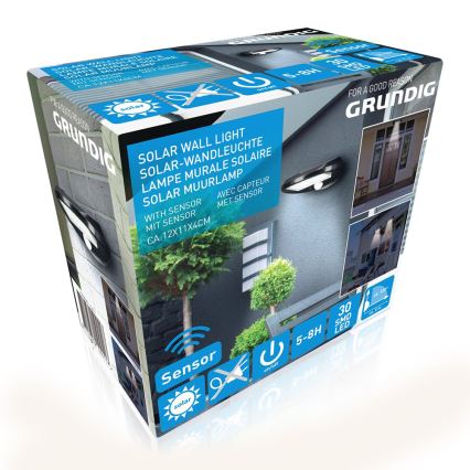 Grundig - SET van 2x LED zonne-wandlamp met bewegings- en schemersensor LED/3,2V 600 mAh