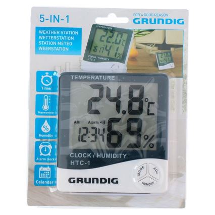 Grundig - Weerstation met Wekker 1xAAA