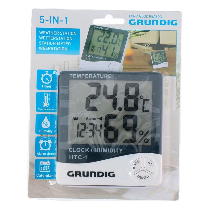 Grundig - Weerstation met Wekker 1xAAA