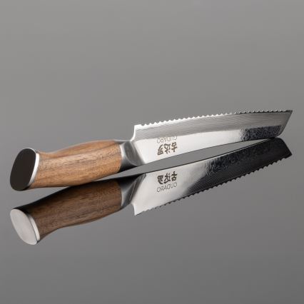 Gudaro - TAKUMI damast broodmes 8, 67 lagen staal, lemmet 20 cm, handvat van walnoot