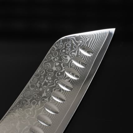 Gudaro - Damast Santoku keukenmes TAKUMI 7, 67 lagen damaststaal, lemmetlengte 17,5 cm, walnoothandvat