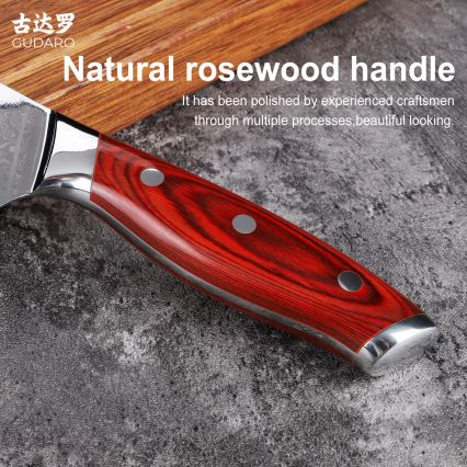 Gudaro - Damast keukenhakmes KENSHO 6,5, 67-laags staal, lengte 16,2 cm