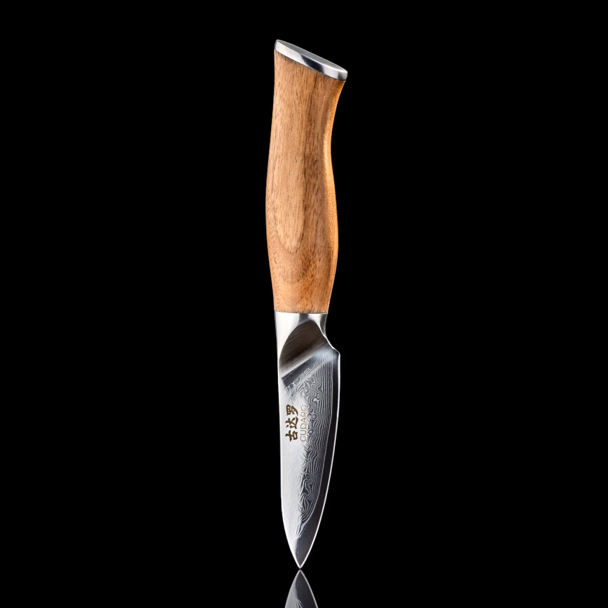Gudaro - Damast keukenmes TAKUMI 3,5, 67-laags staal, lengte 9,5 cm, walnoothout