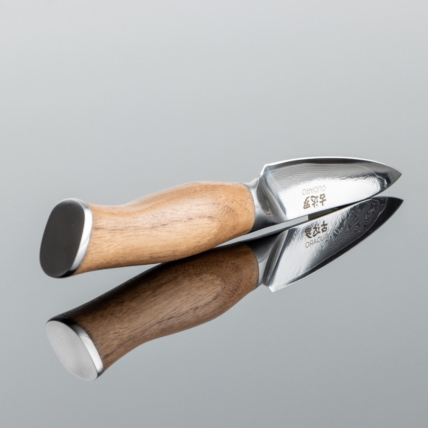 Gudaro - Damast keukenmes TAKUMI 3,5, 67-laags staal, lengte 9,5 cm, walnoothout