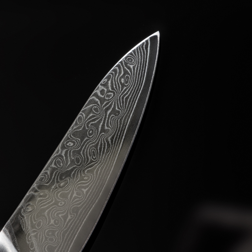 Gudaro - Damast keukenmes TAKUMI 3,5, 67-laags staal, lengte 9,5 cm, walnoothout