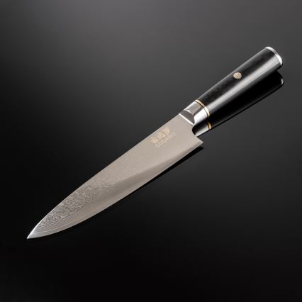 Gudaro - Damast koksmes AKIRO 8, 67-laags damaststaal, lemmet 20 cm, zwart