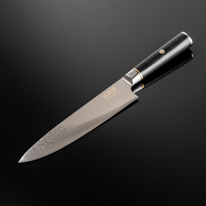 Gudaro - Damast koksmes AKIRO 8, 67-laags damaststaal, lemmet 20 cm, zwart
