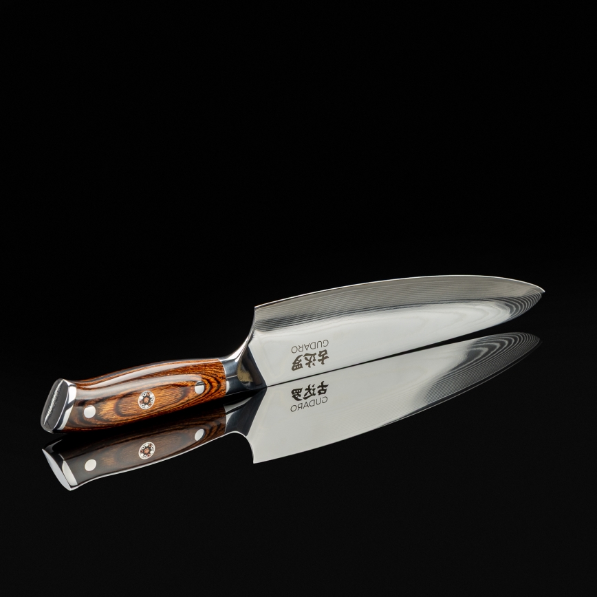 Gudaro - Damast koksmes FENG 8, 67-laags damaststaal, lengte 20 cm