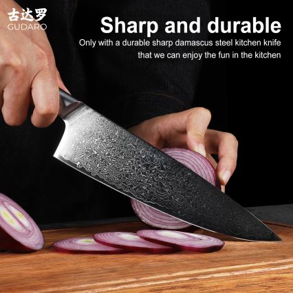 Gudaro - Damast koksmes HIKARI 8, 67-laags staal, lengte 20 cm