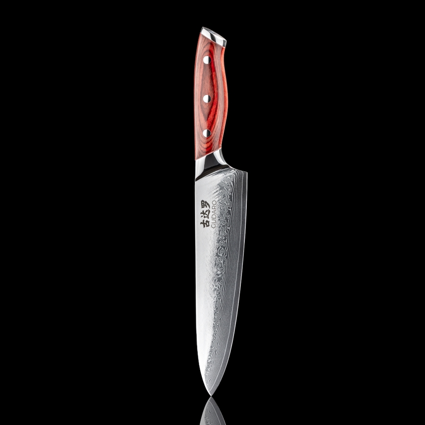 Gudaro - Damast koksmes KENSHO 8, 67-laags damaststaal, bladlengte 20 cm