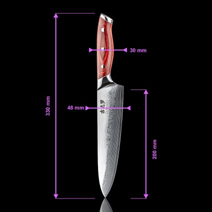 Gudaro - Damast koksmes KENSHO 8, 67-laags damaststaal, bladlengte 20 cm