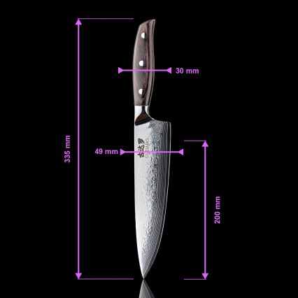 Gudaro - Damast koksmes SHIRO 8, 67 lagen staal, lengte 20 cm