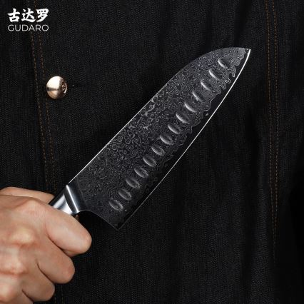 Gudaro - Santoku-keukenmes HIKARI 7, 67-laags damaststaal, lengte 17,5 cm
