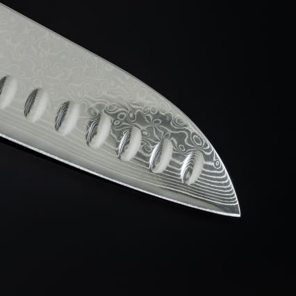 Gudaro - Damast Santoku keukenmes SHIRO 7, 67 lagen damaststaal, lengte 17,5 cm