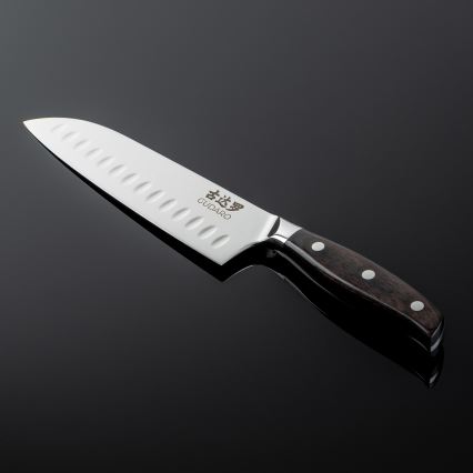 Gudaro - Damast Santoku keukenmes SHIRO 7, 67 lagen damaststaal, lengte 17,5 cm