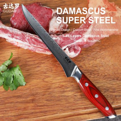 Gudaro - Damast uitbeenmes KENSHO 6, 67 lagen staal, lengte 15 cm