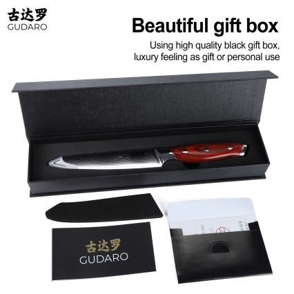 Gudaro - KENSHO 5, universeel keukenmes van 67-laags damaststaal, lengte 12,5 cm