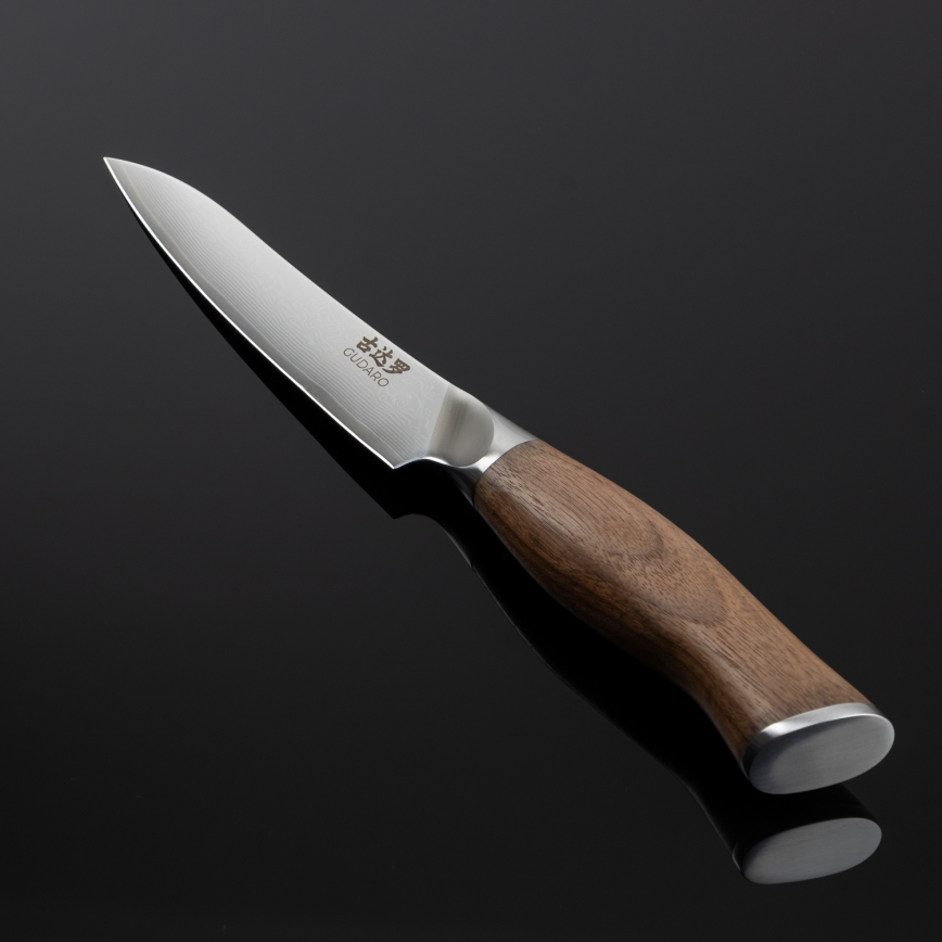 Gudaro - Damast universeel keukenmes TAKUMI 5, 67-laags staal, lengte 12,5 cm, walnoot