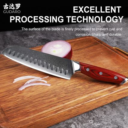 Gudaro - Keukenmessenset in blok KENSHO, 7-delig, acaciahout