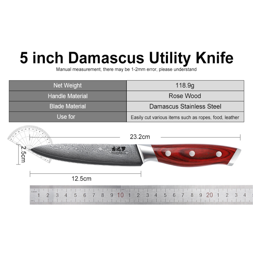 Gudaro - Keukenmessenset in blok KENSHO, 7-delig, acaciahout