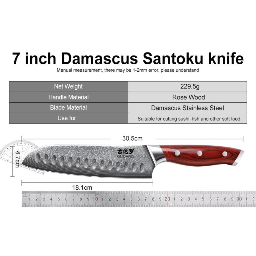 Gudaro - Keukenmessenset in blok KENSHO, 7-delig, acaciahout