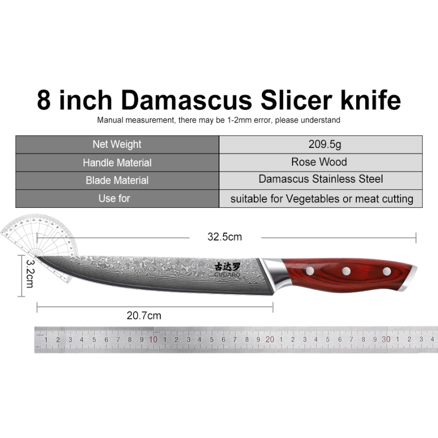 Gudaro - Keukenmessenset in blok KENSHO, 7-delig, acaciahout
