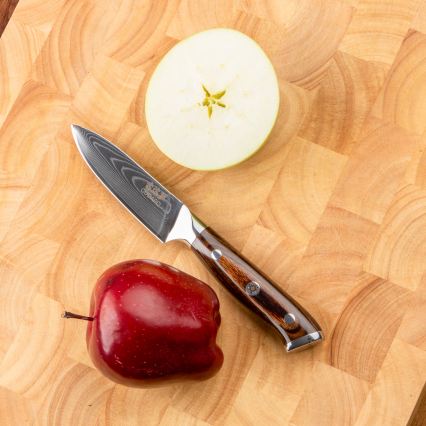 Gudaro - SET 2x Damast Santoku keukenmes FENG 7,5, 67-lagen staal, lengte 18 cm + 1x GRATIS damast keukenmes FENG 3,5, 67-lagen staal, lengte 9,5 cm