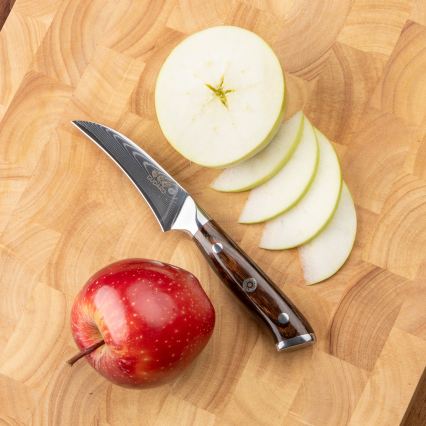 Gudaro - SET 2x damast Santoku keukenmes FENG 7,5, 67-laags damaststaal, lengte 18 cm + 1x GRATIS damast fruitmes FENG 3,5, 67-laags damaststaal, lengte 9,5 cm