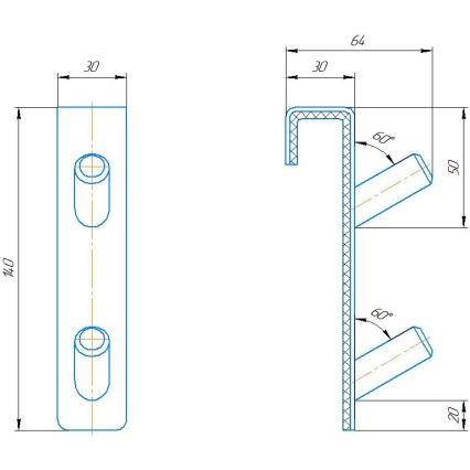 Haak voor radiator INOX, roestvrij staal/wit
