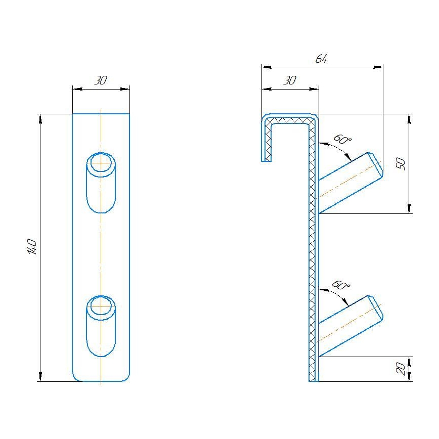 Haak voor radiator INOX, roestvrij staal/wit