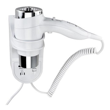 Haardroger met houder 11 x 24 cm, zilver/wit
