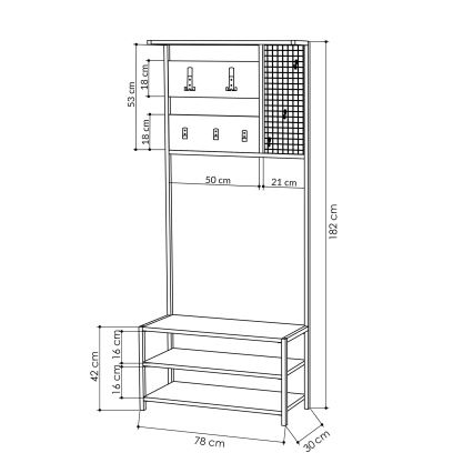 Hal Wandkast NOMAD 182x78 cm zwart/antraciet