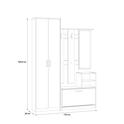 Halmeubel met spiegel KAVI, artisan eik
