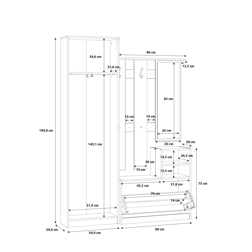 Halmeubel met spiegel KAVI, artisan eik