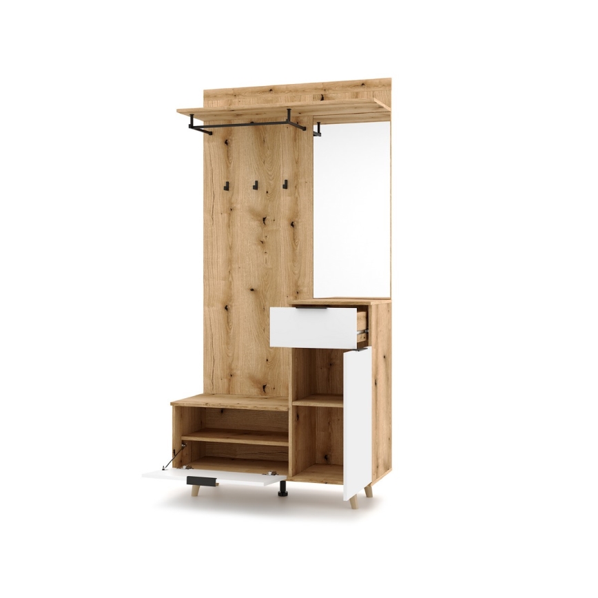 Halmeubel met spiegel SVEN, bruin/wit