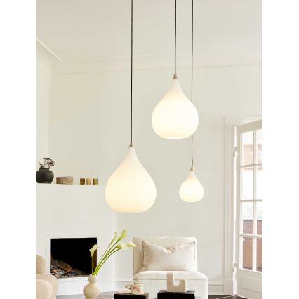 Halo Design 407931 - Hanglamp met kabel DROPS 1xE27/40W/230V Ø 30 cm wit/mat chroom