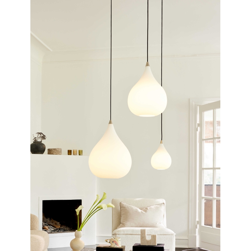 Halo Design 407931 - Hanglamp met kabel DROPS 1xE27/40W/230V Ø 30 cm wit/mat chroom