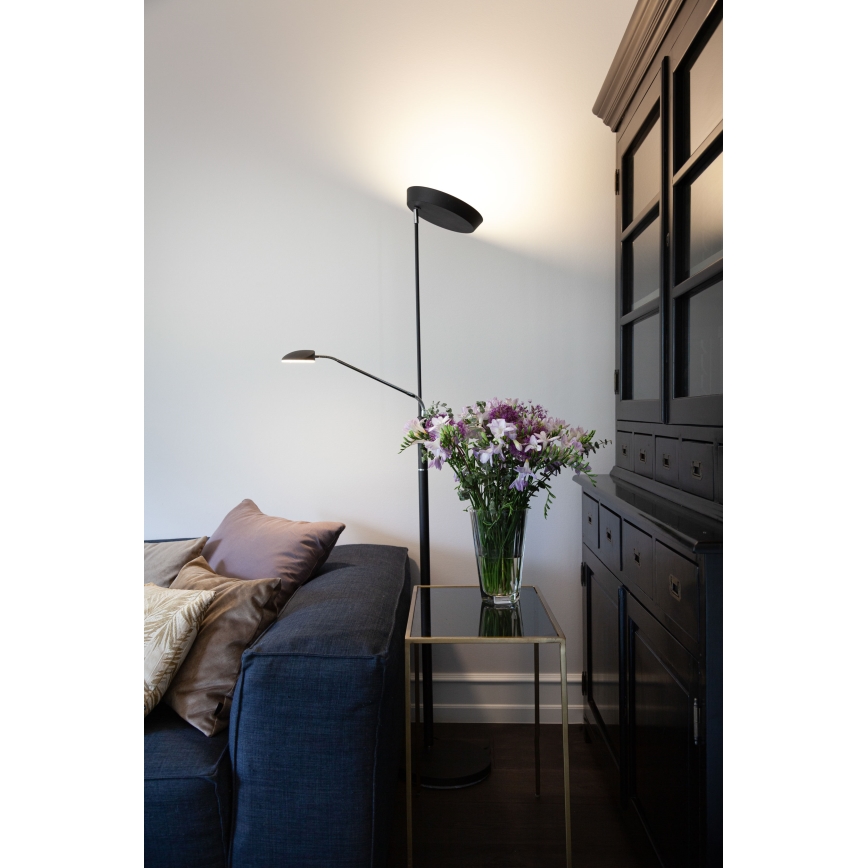 Halo Design 716067 - LED-dimbare vloerlamp VEGAS LED/20W/230V + LED/5W zwart/glanzend chroom