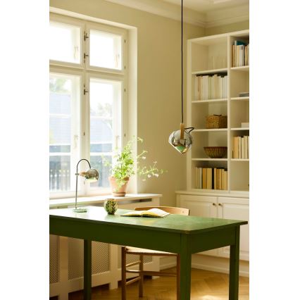 Halo Design 734443 - Hanglamp met snoer DC 1xE27/40W/230V Ø 18 cm glanzend chroom/eiken