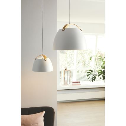 Halo Design 734870 - Hanglamp aan kabel OSLO 1xE27/40W/230V Ø 40 cm wit/eiken