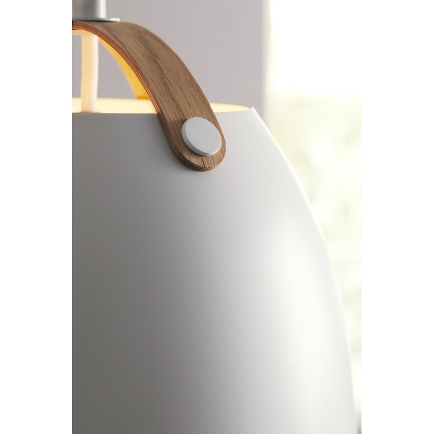 Halo Design 734870 - Hanglamp aan kabel OSLO 1xE27/40W/230V Ø 40 cm wit/eiken