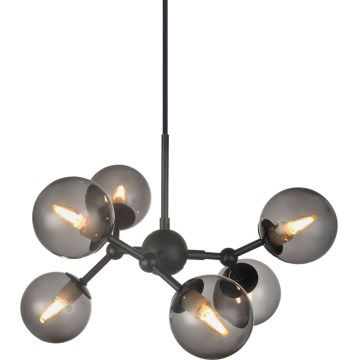 Halo Design 736553 - Hanglamp aan kabel ATOM 6xG9/28W/230V Ø 45 cm zwart/rookzwart