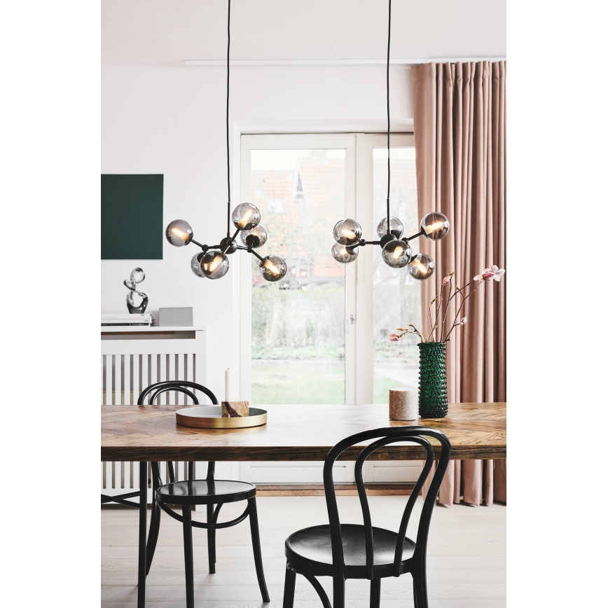 Halo Design 736553 - Hanglamp aan kabel ATOM 6xG9/28W/230V Ø 45 cm zwart/rookzwart